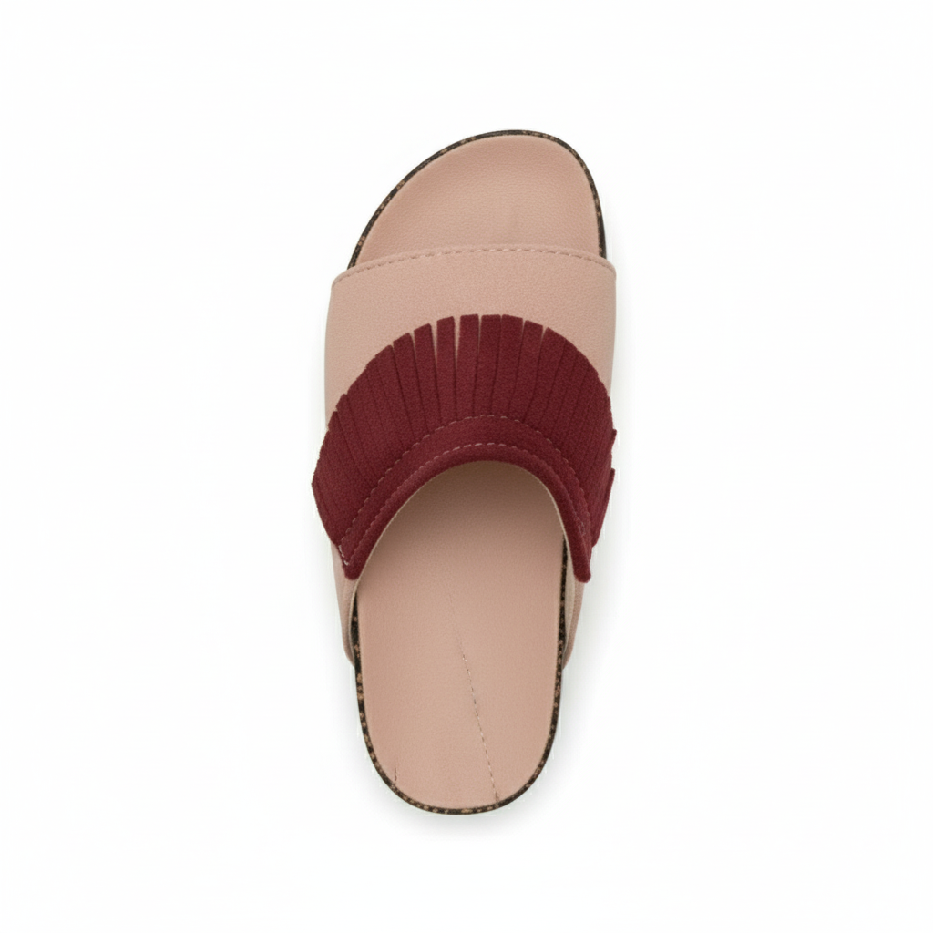 Kids Sandal with Burgundy Fringe 3