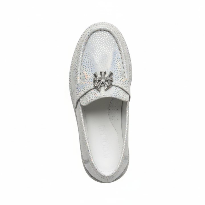 Kids Fancy Silver Shiny Moccasins Shoes