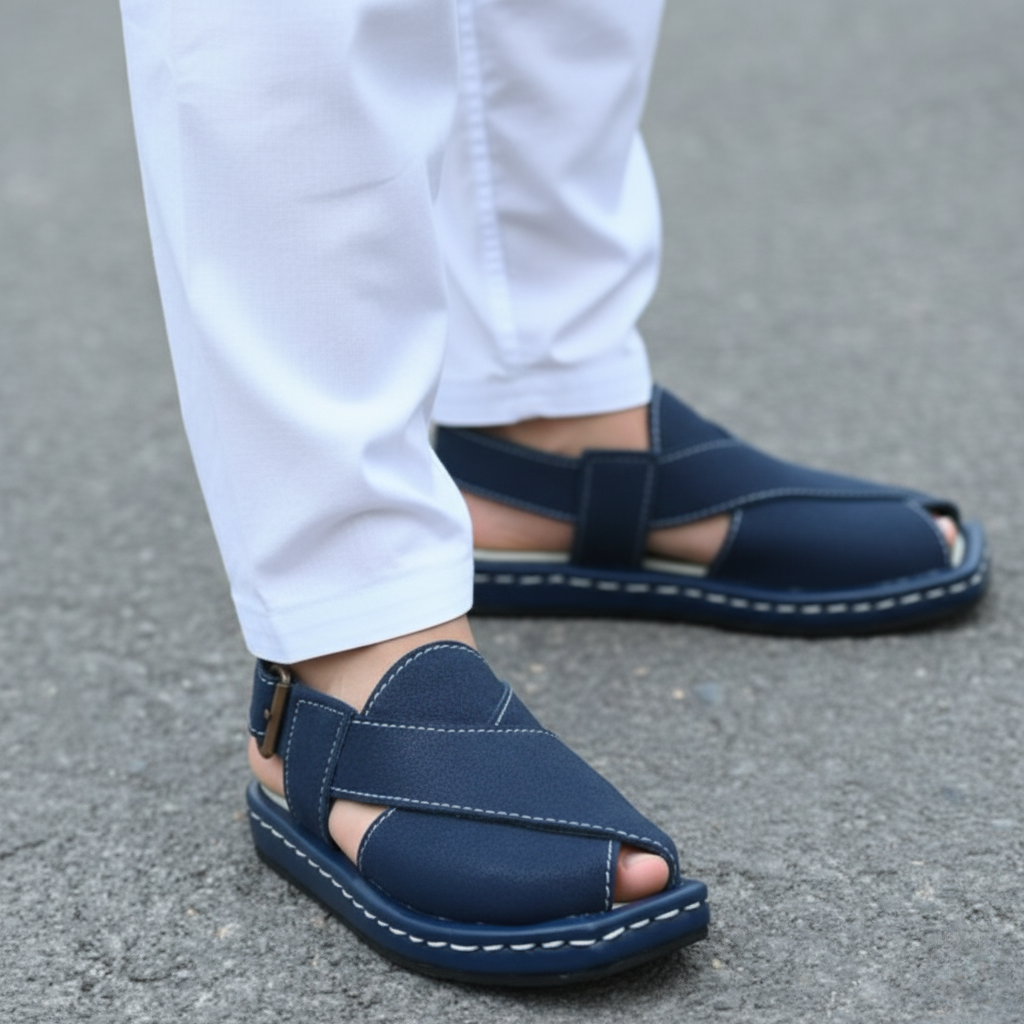 Kids Peshawari Chappal Navy Blue