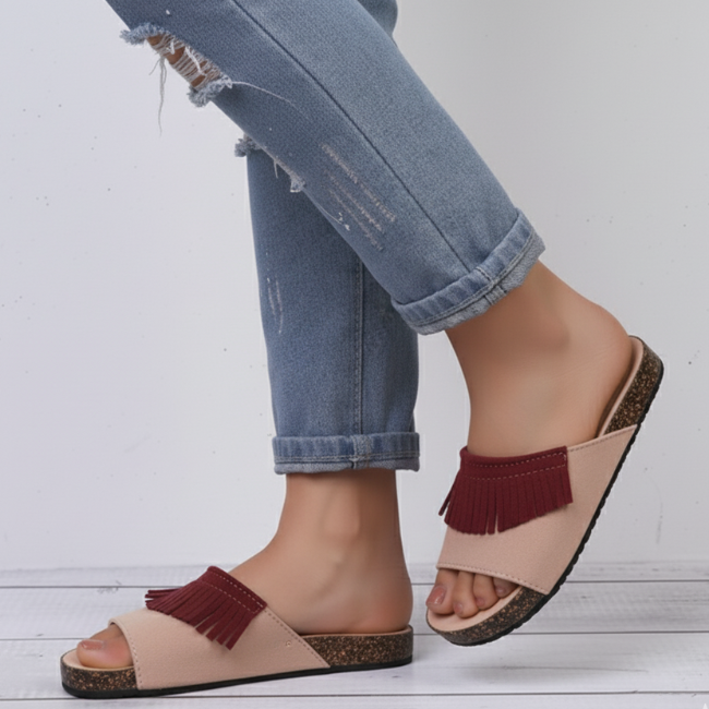 Kids Sandal with Burgundy Fringe